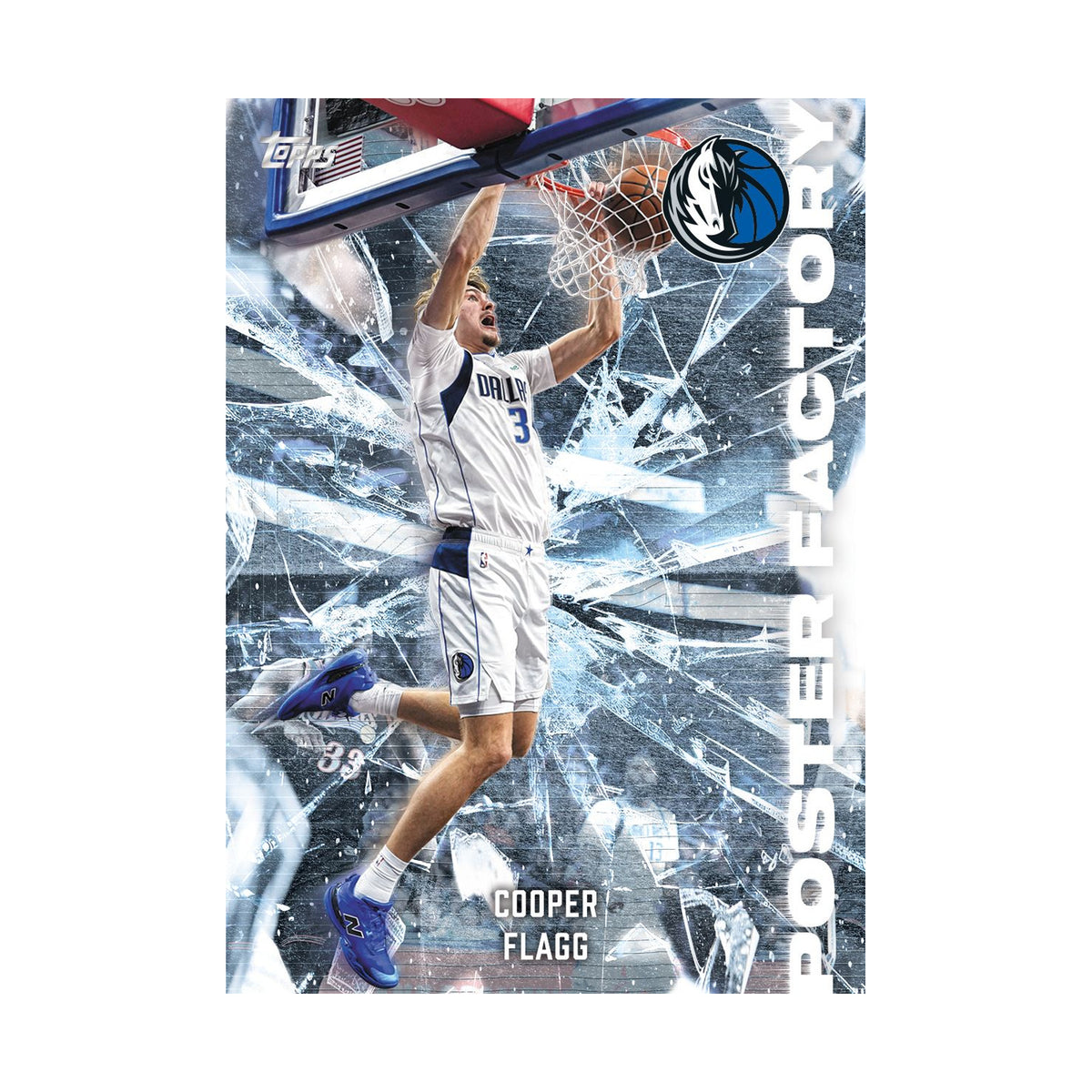 Cooper Flagg Poster Factory, produsentens korteksempel fra 2026/27 Topps Flagship Basketball, ikke garantert innhold