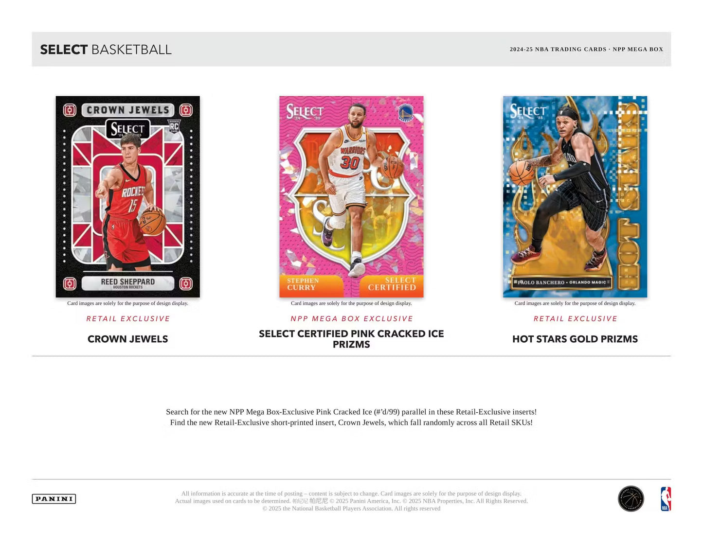 2024/25 Panini Select Basketball Mega Pakke (Blue, Pink, Orange Cracked Ice!)