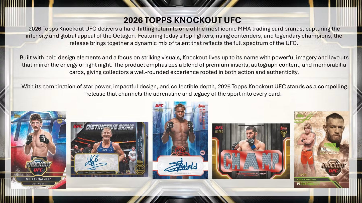2026 Topps Knockout UFC Hobby Boks (Forhåndssalg Lansering 26.06.26)