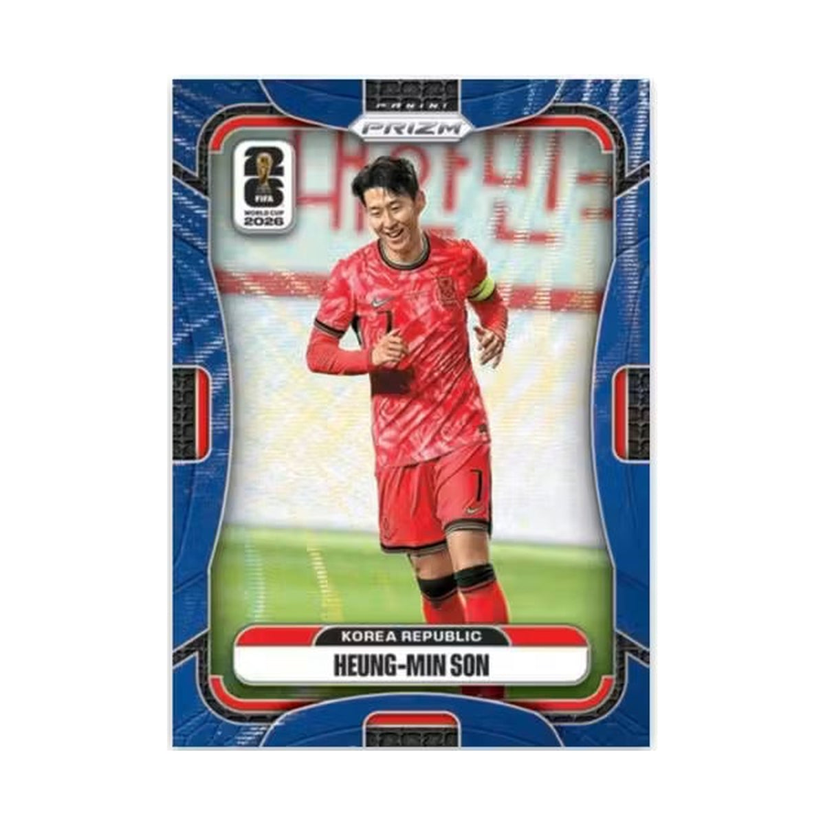 2026 Panini Prizm FIFA World Cup Blaster Wave, Heung-Min Son Blue Wave. Produsentens korteksempel, ikke garantert innhold.