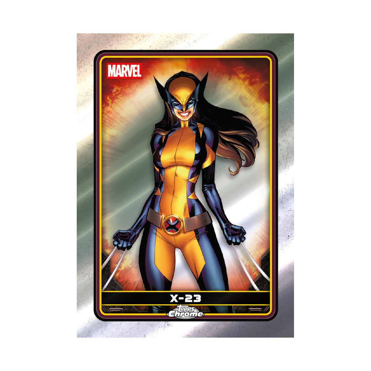 2025 Topps Chrome Deadpool Value. X 23 basekort. Produsentens eksempel, ikke garantert innhold.