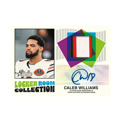 Caleb Williams Locker Room Collection autograf-relic, produsentens korteksempel, ikke garantert innhold