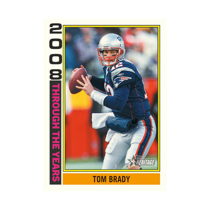 2026 Topps Heritage Football, Tom Brady Through the Years, produsentens korteksempel, ikke garantert innhold