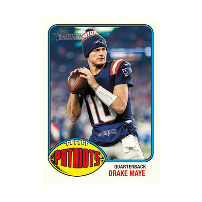 2026 Topps Heritage Football, Drake Maye Image Variation, produsentens korteksempel, ikke garantert innhold