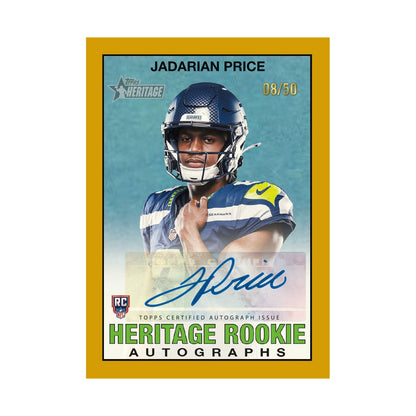 Eksempel på autografkort fra 2026 Topps Heritage Football – innholdet varierer