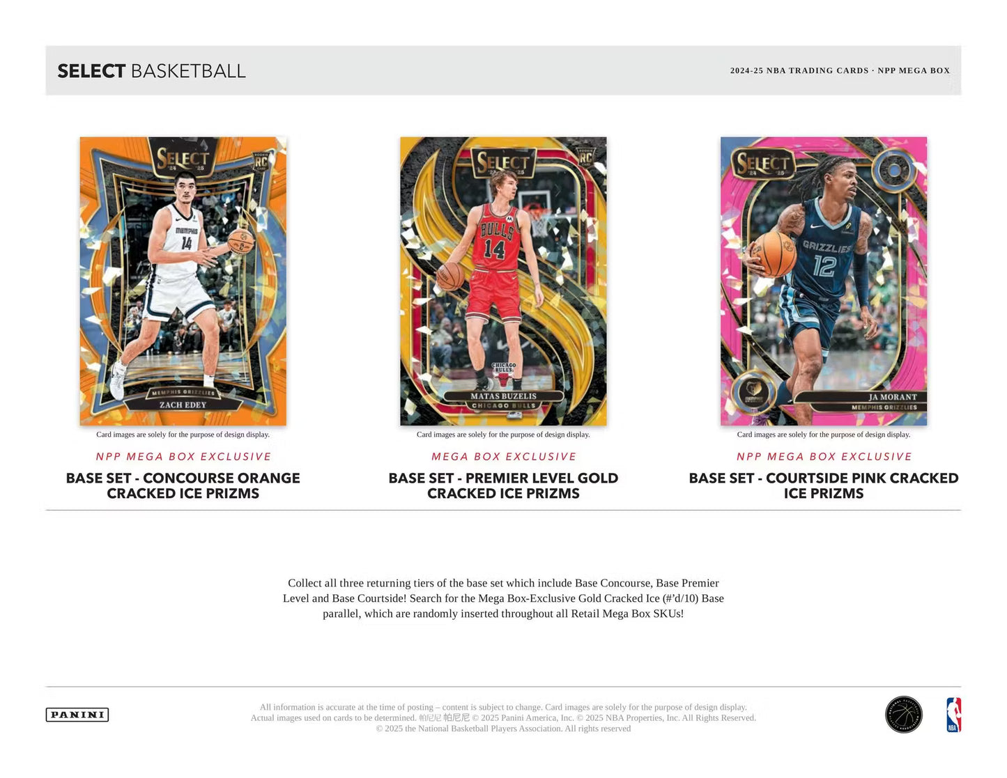 2024/25 Panini Select Basketball Mega Pakke (Blue, Pink, Orange Cracked Ice!)