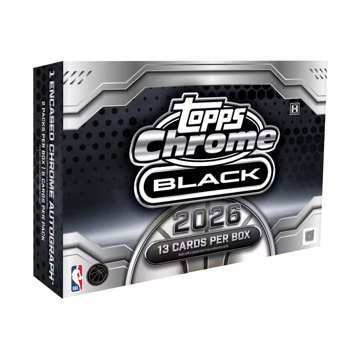 2025/26 Topps Chrome Black Basketball Hobby boks med 13 kort