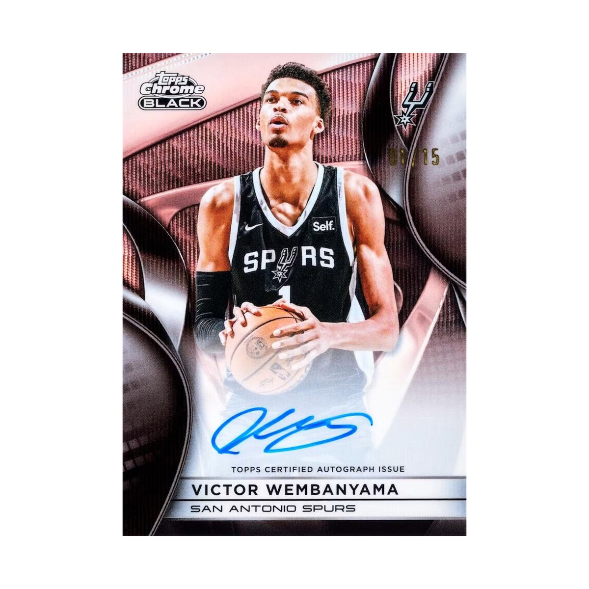 Victor Wembanyama Autographs Rose Gold Wave /15, produsentens korteksempel og ikke garantert innhold