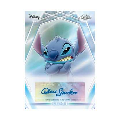 2026 Topps Disney Neon Blaster, Stitch Chrome Etch autograf. Produsentens korteksempel, ikke garantert innhold.