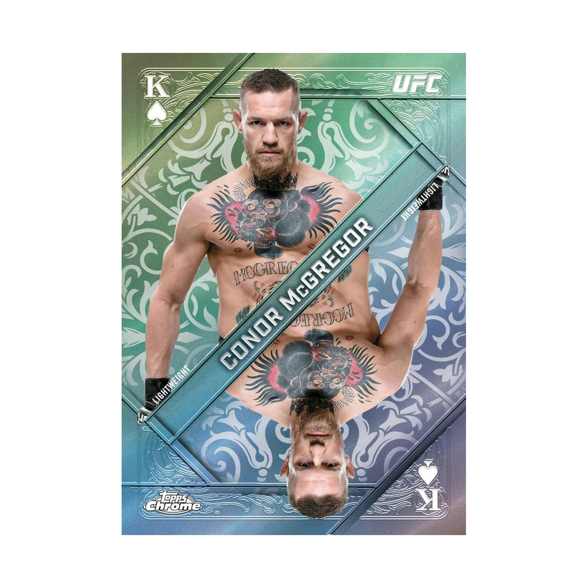 2026 Topps Chrome UFC Hobby, Conor McGregor Kings and Queens. Produsentens korteksempel, ikke garantert innhold.