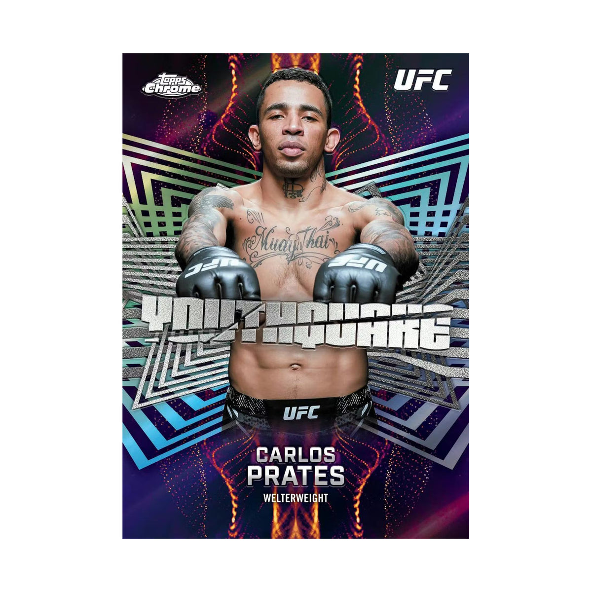 2026 Topps Chrome UFC Hobby, Carlos Prates Youthquake. Produsentens korteksempel, ikke garantert innhold.