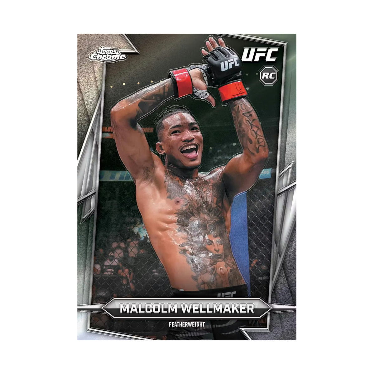 2026 Topps Chrome UFC Hobby, Malcolm Wellmaker Chrome rookie. Produsentens korteksempel, ikke garantert innhold.