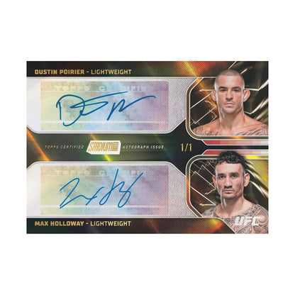 2026 Topps Stadium Club UFC Dustin Poirier og Max Holloway Dual Autographs 1/1, produsentens korteksempel