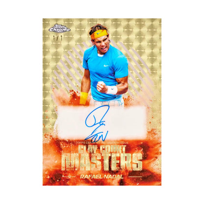2026 Topps Chrome Tennis Rafael Nadal Clay Court Masters Superfractor 1/1 autograf, produsentens korteksempel, ikke garantert innhold