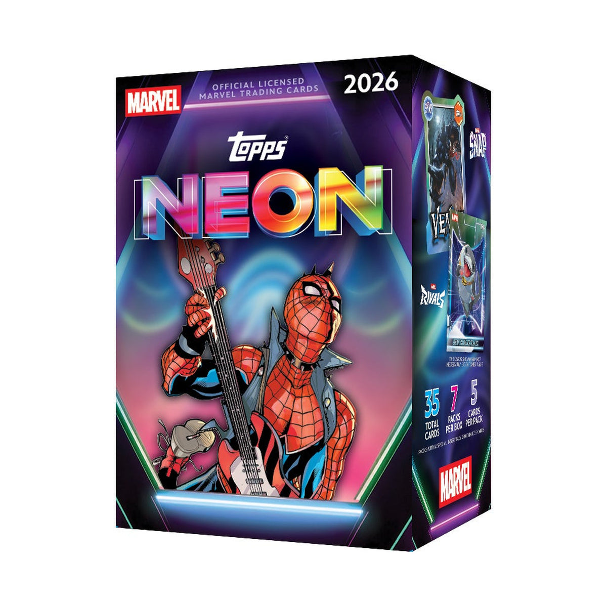 2026 Topps Neon Marvel Blaster Value boks med 35 kort, original emballasje