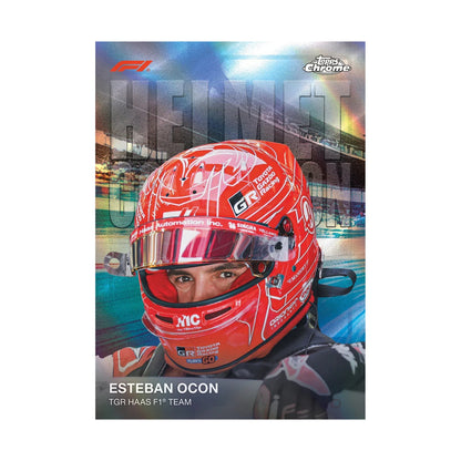 2026 Topps Chrome F1 Formula 1 Hobby Boks. Esteban Ocon Helmet Collection. Produsentens eksempel, ikke garantert innhold. – Break #1631