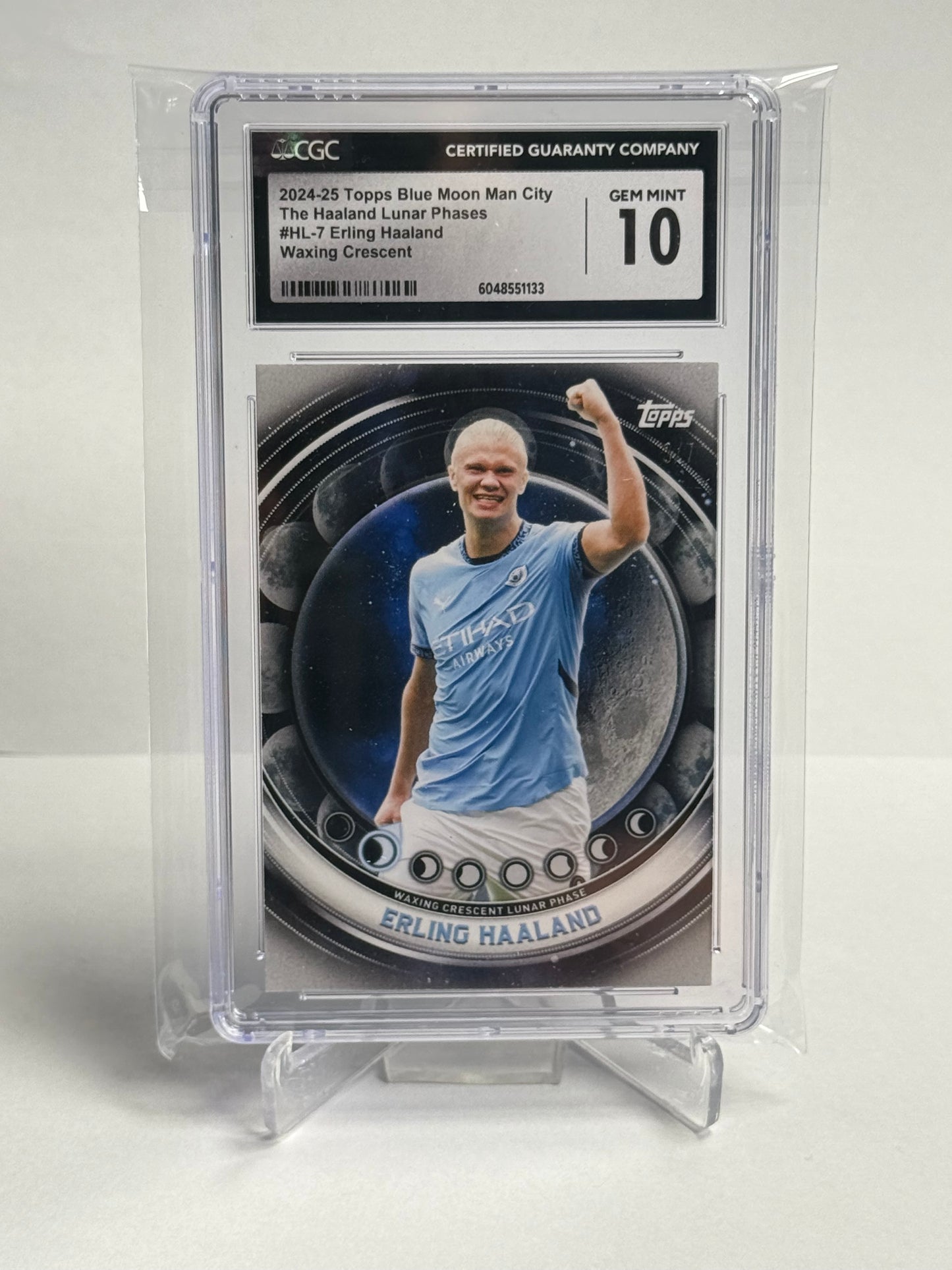 2024-25 Topps Blue Moon Man City Erling Haaland Lunar Phases Waxing Crescent CGC 10