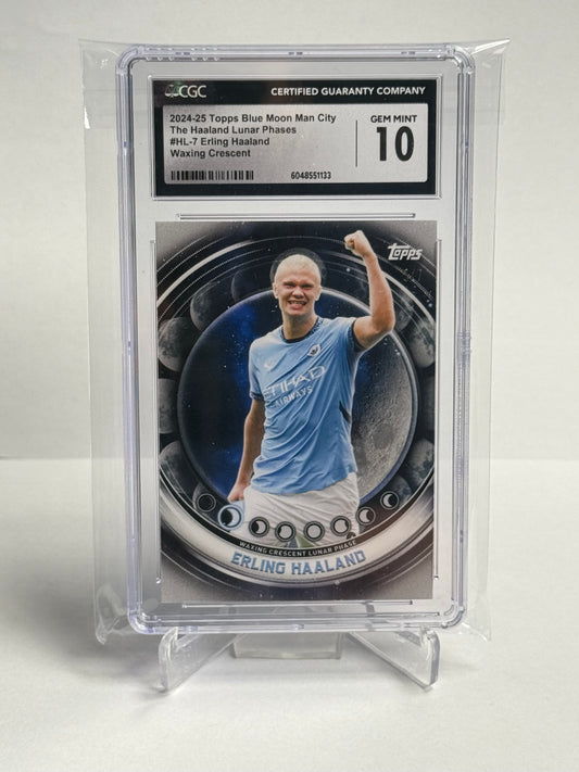 2024-25 Topps Blue Moon Man City Erling Haaland Lunar Phases Waxing Crescent CGC 10