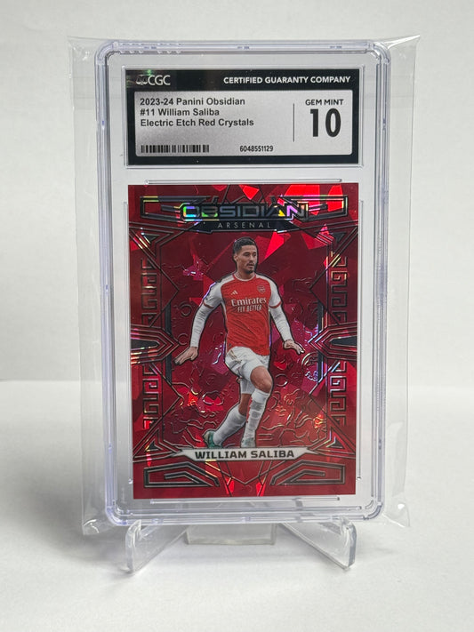 2023-24 Panini Obsidian William Saliba Electric Etch Red Crystals CGC 10