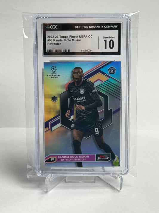 2022-23 Topps Finest UEFA CC Randal Kolo Muani Refractor CGC 10