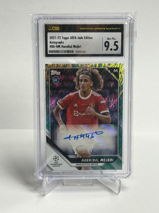 2021-22 Topps UEFA Jade Edition Hannibal Mejbri Autographs CSG 9.5