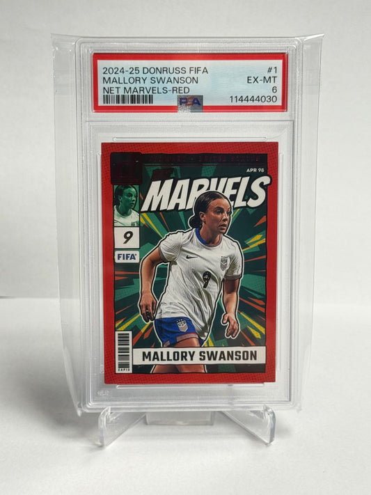2024-25 Donruss FIFA Mallory Swanson Net Marvels Red PSA 6
