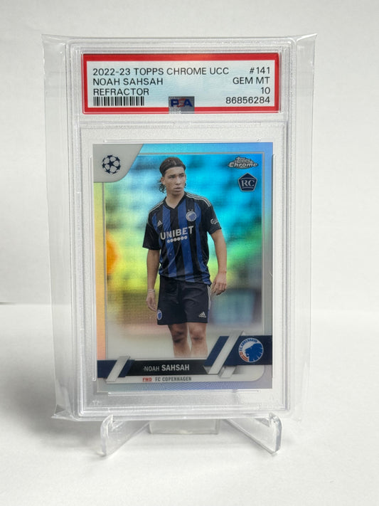 2022-23 Topps Chrome UCC Noah Sahsah Refractor PSA 10