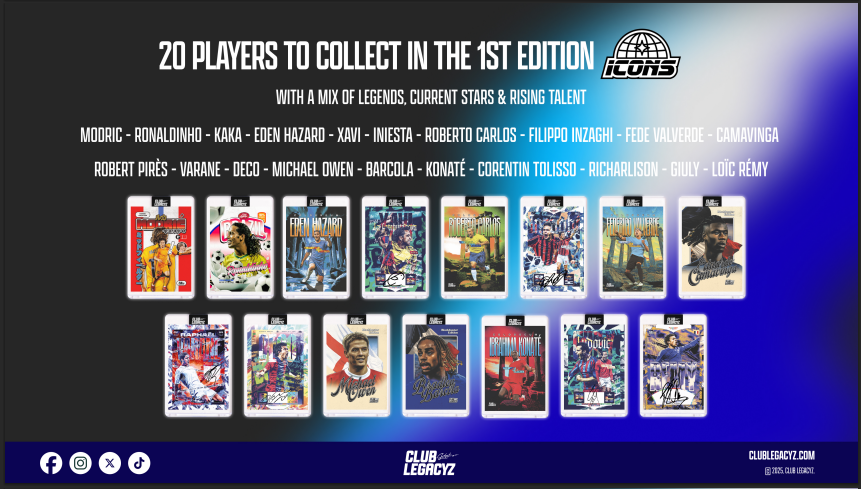 2025 Club Legacyz Icons 1st Edition Soccer Cards