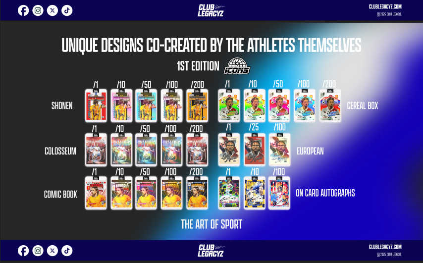 2025 Club Legacyz Icons 1st Edition Soccer Cards