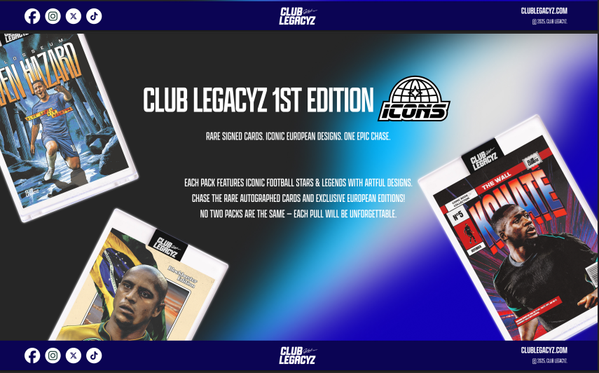 2025 Club Legacyz Icons 1st Edition Soccer Cards