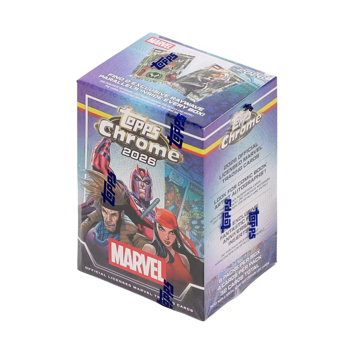 2026 Topps Chrome Marvel Comics Blaster, Forseglet Marvel Comics Chrome Value boks.
