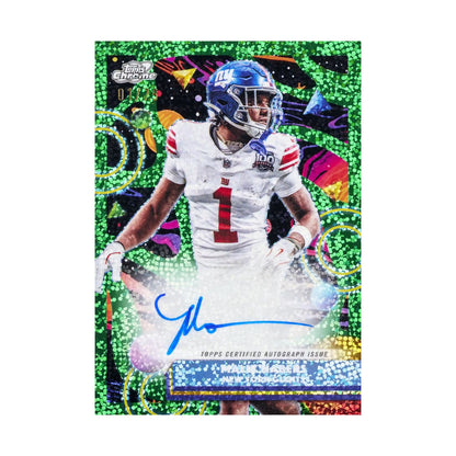 2025 Topps Cosmic Chrome Football Hobby, Malik Nabers Cosmic Chrome autograf. Produsentens korteksempel, ikke garantert innhold.