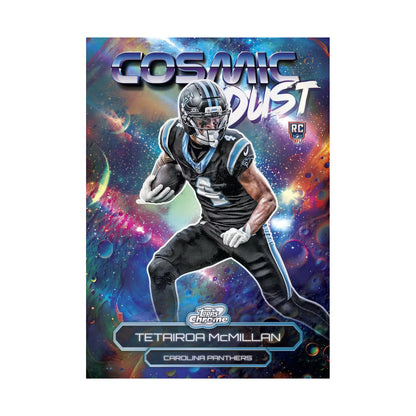 2025 Topps Cosmic Chrome Football Hobby, Tetairoa McMillan Cosmic Dust. Produsentens korteksempel, ikke garantert innhold.