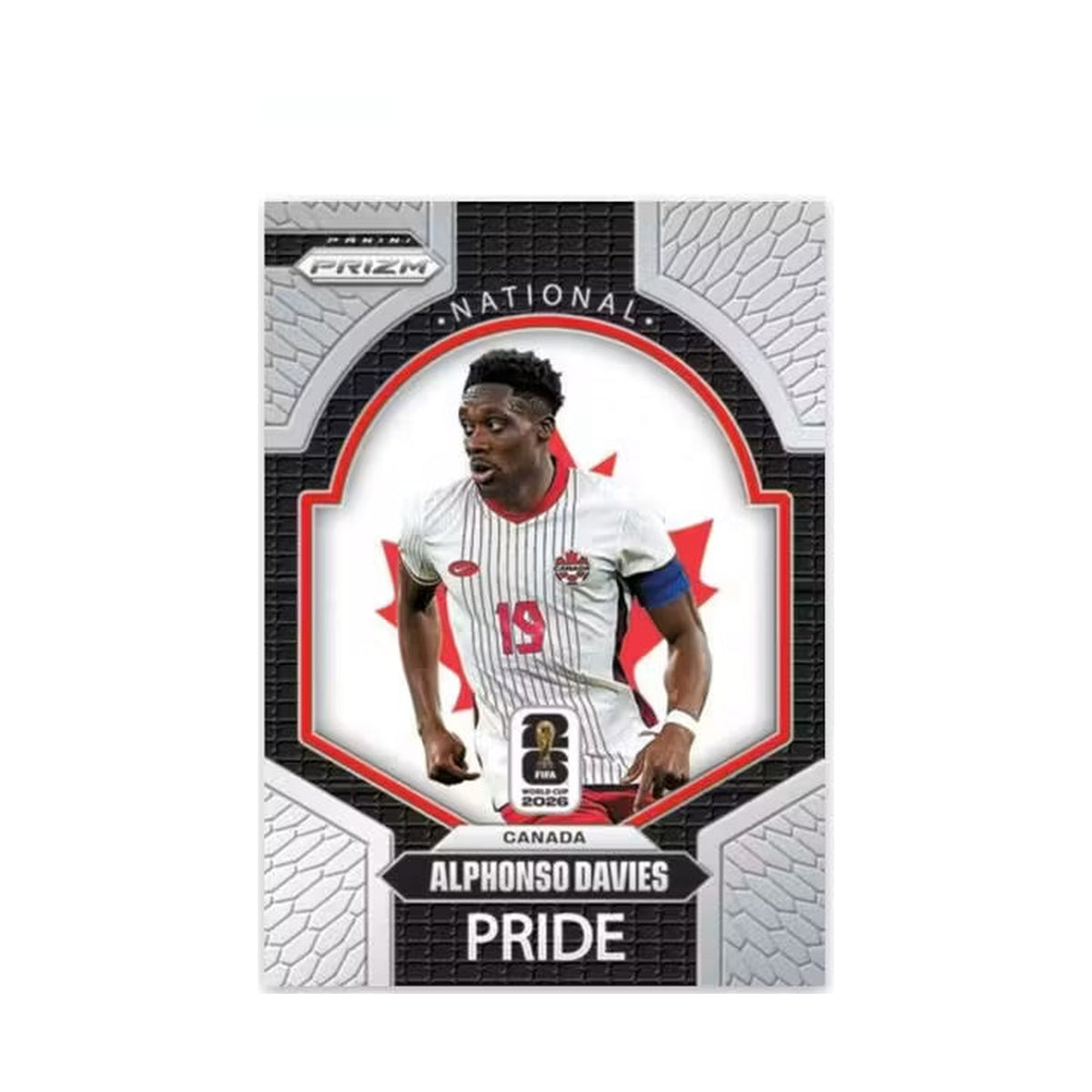 2026 Panini Prizm FIFA World Cup Blaster Wave, Alphonso Davies National Pride. Produsentens korteksempel, ikke garantert innhold.