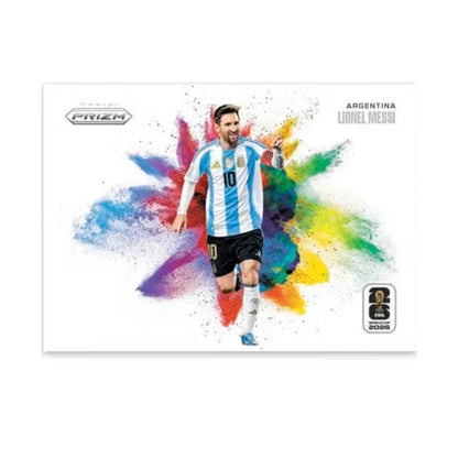 2026 Panini Prizm FIFA World Cup Blaster Wave, Lionel Messi Color Blast. Produsentens korteksempel, ikke garantert innhold.