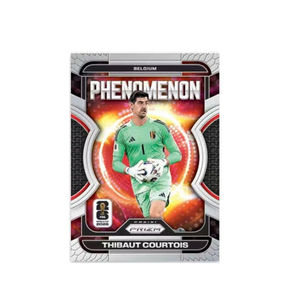 2026 Panini Prizm FIFA World Cup Blaster Wave, Thibaut Courtois Phenomenon. Produsentens korteksempel, ikke garantert innhold.