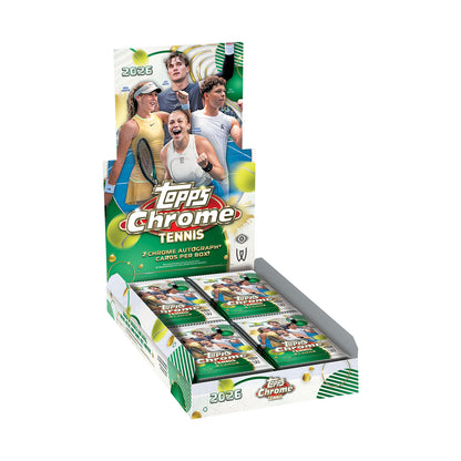 2026 Topps Chrome Tennis Hobby, Produsentens ekte produktfoto.