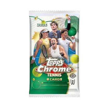 2026 Topps Chrome Tennis Hobby, Forseglet Hobby pakke med 8 kort.