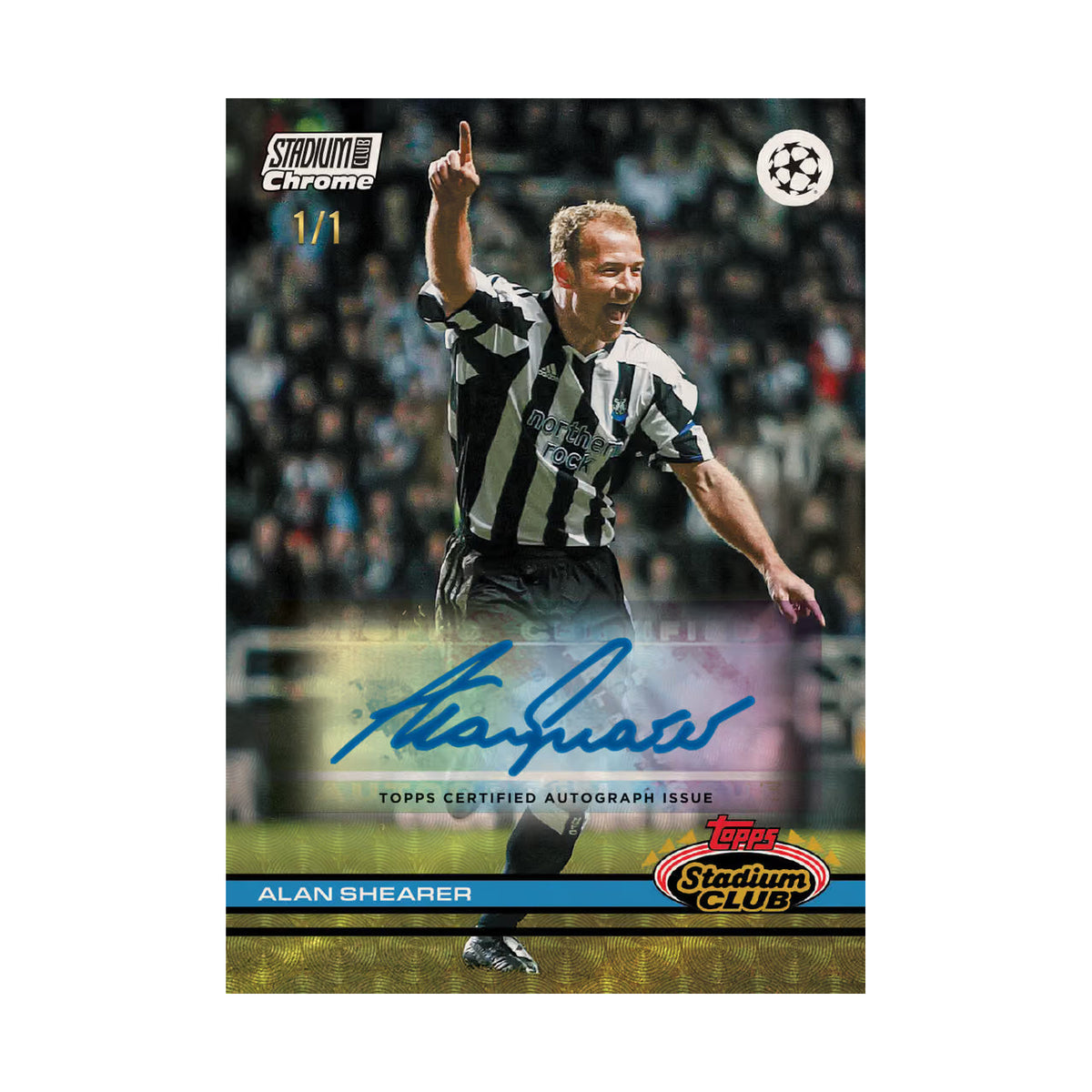 Produsentens korteksempel: Alan Shearer, Chrome Autograph. Ikke garantert innhold i valgt boks eller pakke.
