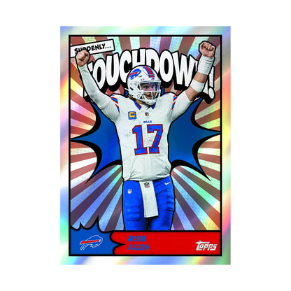 2026 Topps Flagship Football Hobby. Josh Allen Touchdown. Produsentens eksempel, ikke garantert innhold.