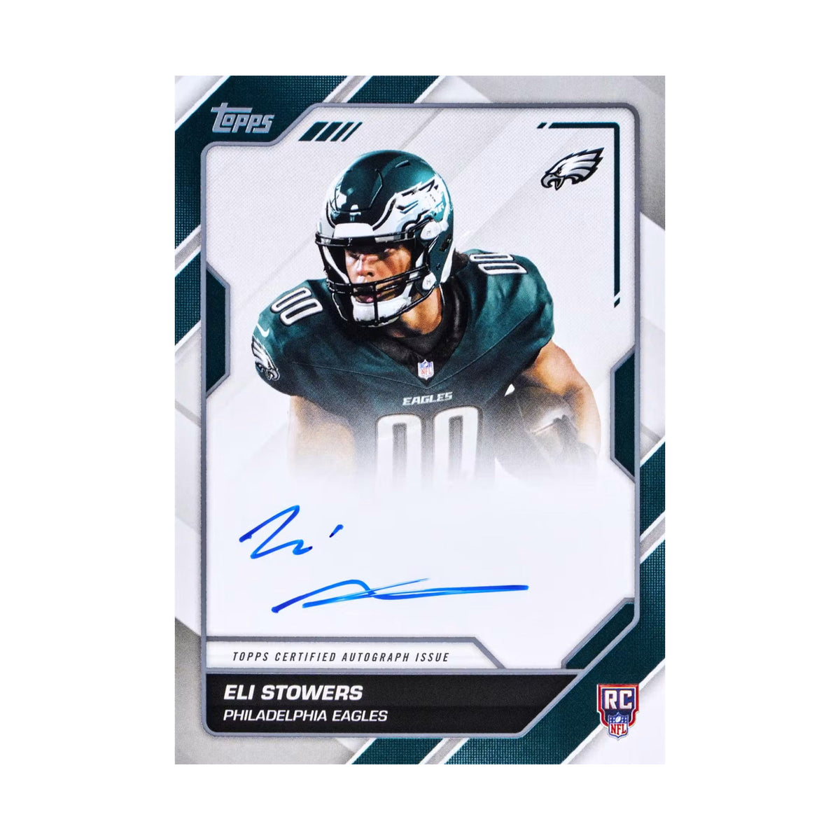 2026 Topps Flagship Football Hobby. Eli Stowers Flagship First Signatures autograf. Produsentens eksempel, ikke garantert innhold.