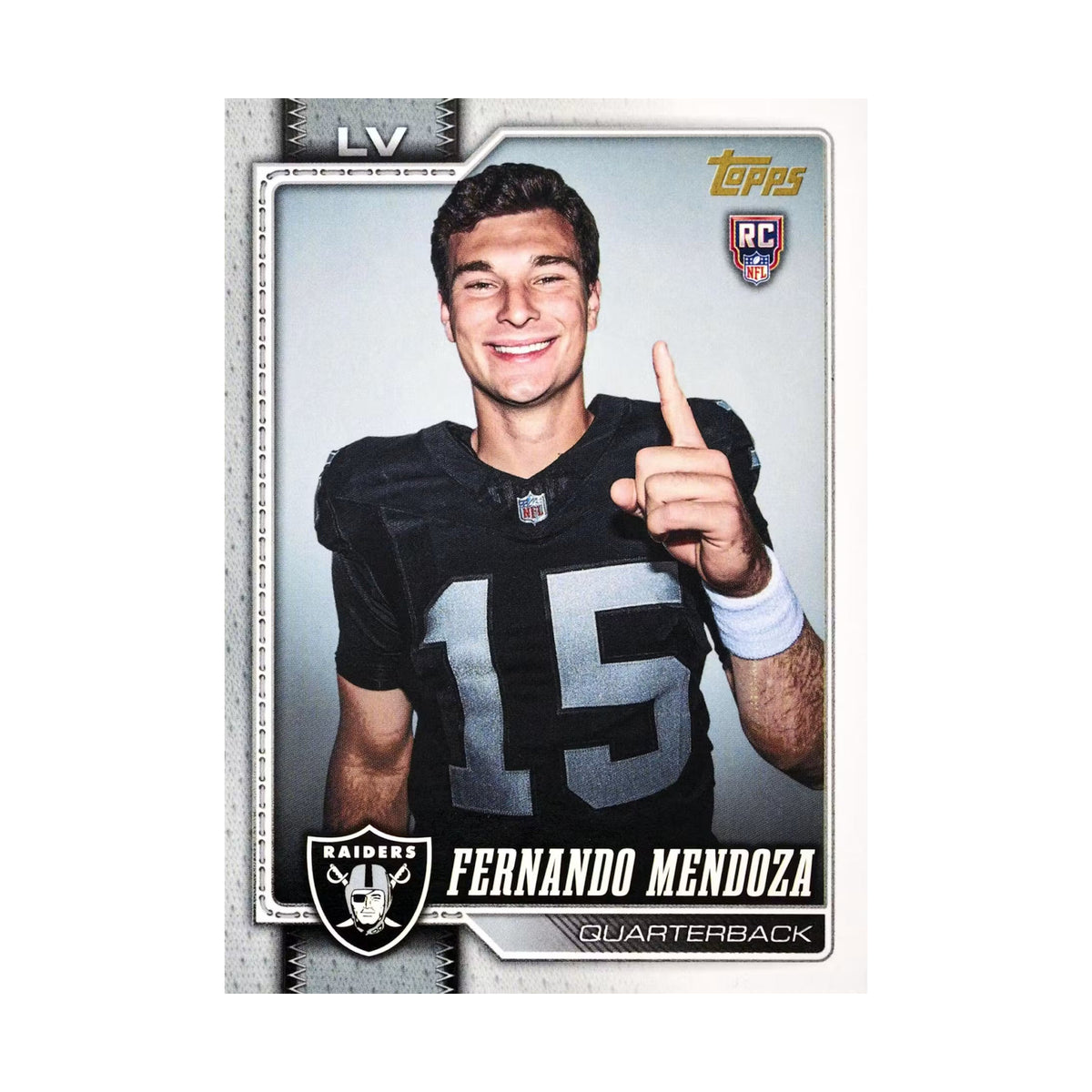 2026 Topps Flagship Football Jumbo. Fernando Mendoza rookievariant. Produsentens eksempel, ikke garantert innhold.