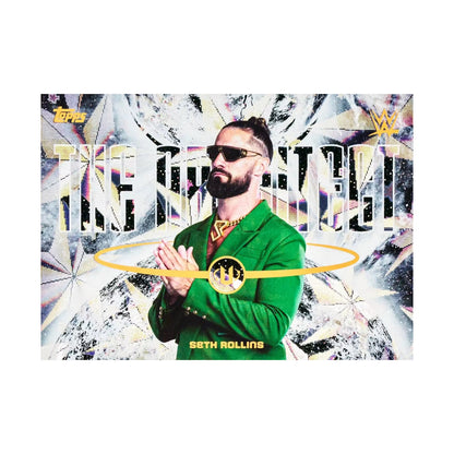 2026 Topps WWE Universe Mega. Seth Rollins Next Level autograf. Produsentens eksempel, ikke garantert innhold.