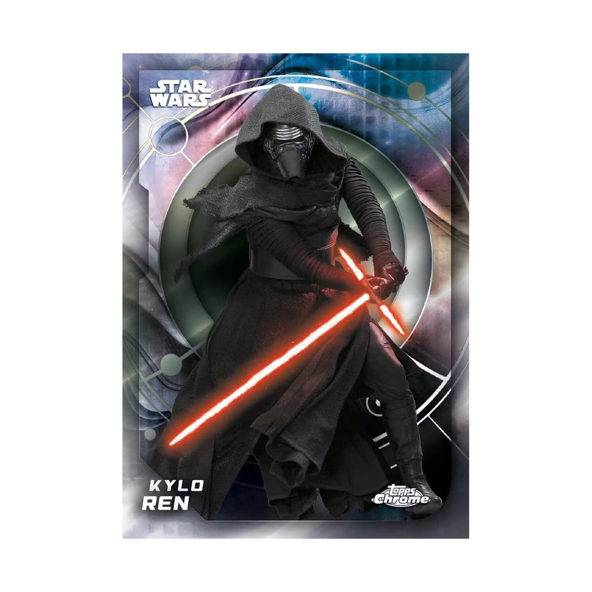 2026 Topps Chrome Star Wars Hobby. Kylo Ren basekort. Produsentens eksempel, ikke garantert innhold.