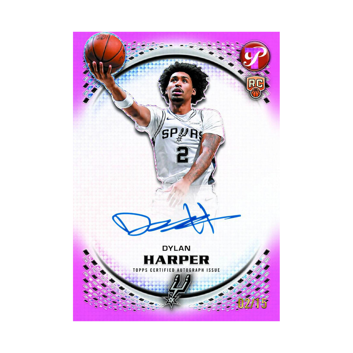 2025/26 Topps Pristine Basketball Hobby. Dylan Harper rookieautograf. Produsentens korteksempel, ikke garantert innhold.