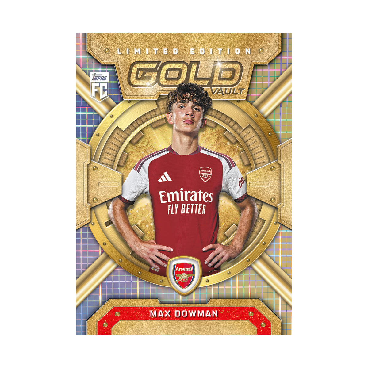 Arsenal Collector Tin 2027. Max Dowman Gold Vault Limited Edition. Produsentens korteksempel, ikke garantert innhold.