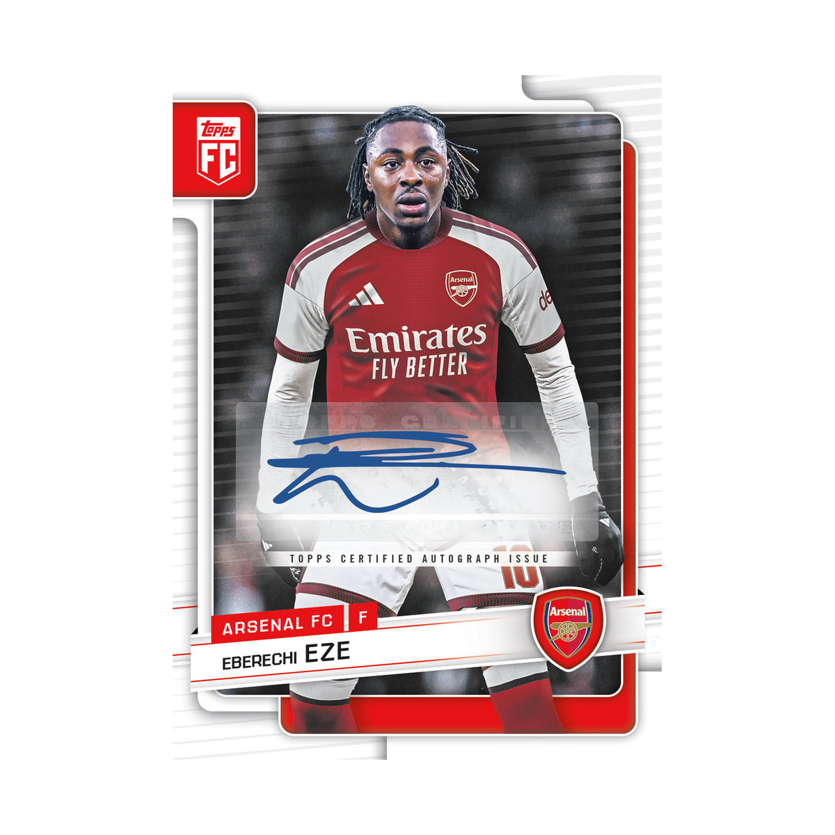 Arsenal Collector Tin 2027. Eberechi Eze Base Card Autograph. Produsentens korteksempel, ikke garantert innhold.