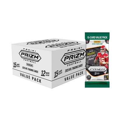 2025 Panini Prizm Football Fat Pack Box med 12 pakker à 15 kort